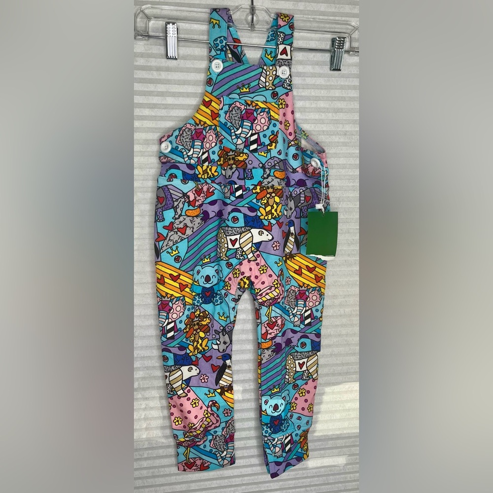 Romero Britto San Diego Zoo Wildlife Toddler Overalls Animal Print L Artsy